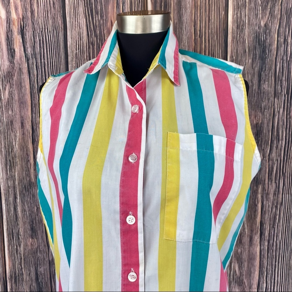 Vintage 90's Simply Basic Candy Stripe Button Down - image 2